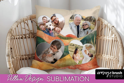 Family Photo Frame Pillow Sublimation - Boho Pillow Cover Sublimation OrangeBrushStudio 