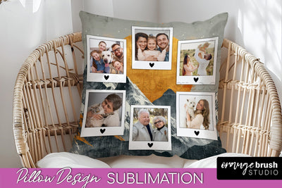 Family Photo Frame Pillow Sublimation - Boho Pillow Cover Sublimation OrangeBrushStudio 