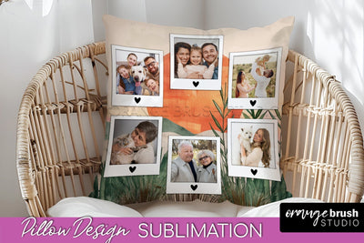 Family Photo Frame Pillow Sublimation - Boho Pillow Cover Sublimation OrangeBrushStudio 