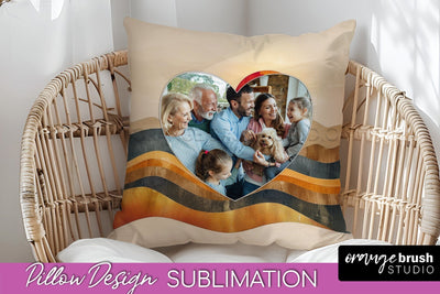 Family Photo Frame Pillow Sublimation - Boho Pillow Cover Sublimation OrangeBrushStudio 