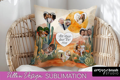 Family Photo Frame Pillow Sublimation - Boho Pillow Cover Sublimation OrangeBrushStudio 
