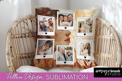 Family Photo Frame Pillow Sublimation - Boho Pillow Cover Sublimation OrangeBrushStudio 
