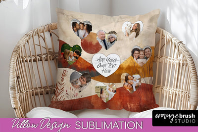 Family Photo Frame Pillow Sublimation - Boho Pillow Cover Sublimation OrangeBrushStudio 