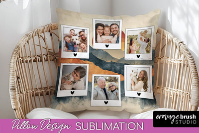 Family Photo Frame Pillow Sublimation - Boho Pillow Cover Sublimation OrangeBrushStudio 