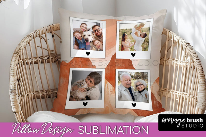 Family Photo Frame Pillow Sublimation - Boho Pillow Cover Sublimation OrangeBrushStudio 