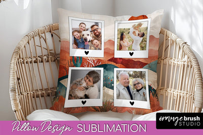 Family Photo Frame Pillow Sublimation - Boho Pillow Cover Sublimation OrangeBrushStudio 
