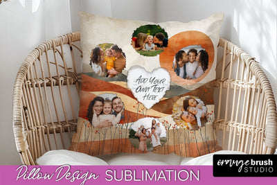 Family Photo Frame Pillow Sublimation - Boho Pillow Cover Sublimation OrangeBrushStudio 