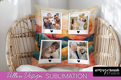 Family Photo Frame Pillow Sublimation - Boho Pillow Cover Sublimation OrangeBrushStudio 