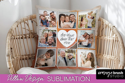 Family Photo Frame Pillow Sublimation - Boho Pillow Cover Sublimation OrangeBrushStudio 