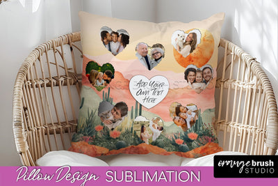 Family Photo Frame Pillow Sublimation - Boho Pillow Cover Sublimation OrangeBrushStudio 