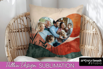 Family Photo Frame Pillow Sublimation - Boho Pillow Cover Sublimation OrangeBrushStudio 