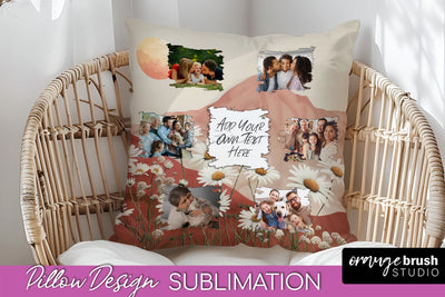 Family Photo Frame Pillow Sublimation - Boho Pillow Cover Sublimation OrangeBrushStudio 