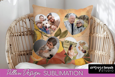Family Photo Frame Pillow Sublimation - Boho Pillow Cover Sublimation OrangeBrushStudio 
