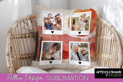 Family Photo Frame Pillow Sublimation - Boho Pillow Cover Sublimation OrangeBrushStudio 