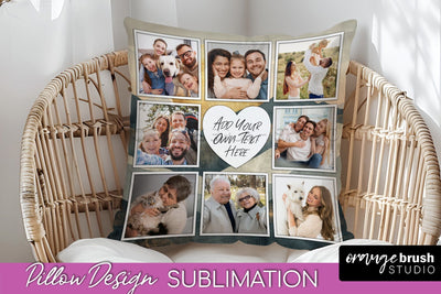 Family Photo Frame Pillow Sublimation - Boho Pillow Cover Sublimation OrangeBrushStudio 