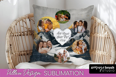 Family Photo Frame Pillow Sublimation - Boho Pillow Cover Sublimation OrangeBrushStudio 