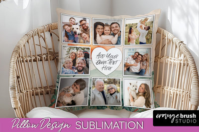 Family Photo Frame Pillow Sublimation - Boho Pillow Cover Sublimation OrangeBrushStudio 