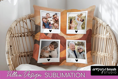 Family Photo Frame Pillow Sublimation - Boho Pillow Cover Sublimation OrangeBrushStudio 