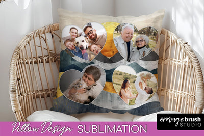 Family Photo Frame Pillow Sublimation - Boho Pillow Cover Sublimation OrangeBrushStudio 