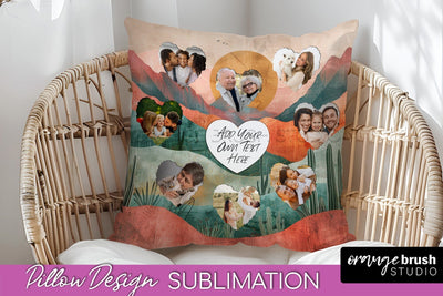 Family Photo Frame Pillow Sublimation - Boho Pillow Cover Sublimation OrangeBrushStudio 