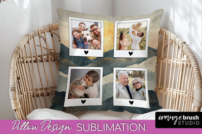 Family Photo Frame Pillow Sublimation - Boho Pillow Cover Sublimation OrangeBrushStudio 