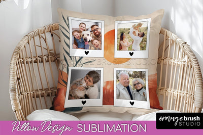 Family Photo Frame Pillow Sublimation - Boho Pillow Cover Sublimation OrangeBrushStudio 