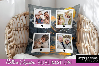 Family Photo Frame Pillow Sublimation - Boho Pillow Cover Sublimation OrangeBrushStudio 