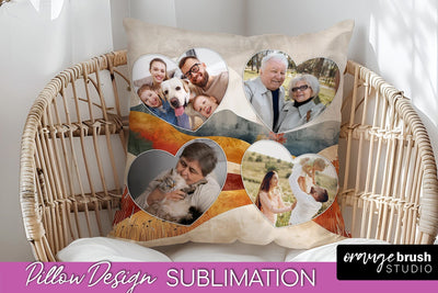 Family Photo Frame Pillow Sublimation - Boho Pillow Cover Sublimation OrangeBrushStudio 