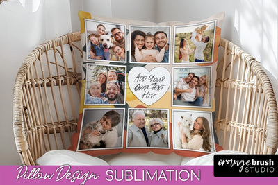 Family Photo Frame Pillow Sublimation - Boho Pillow Cover Sublimation OrangeBrushStudio 