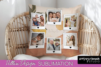 Family Photo Frame Pillow Sublimation - Boho Pillow Cover Sublimation OrangeBrushStudio 