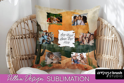 Family Photo Frame Pillow Sublimation - Boho Pillow Cover Sublimation OrangeBrushStudio 