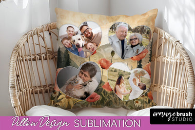 Family Photo Frame Pillow Sublimation - Boho Pillow Cover Sublimation OrangeBrushStudio 