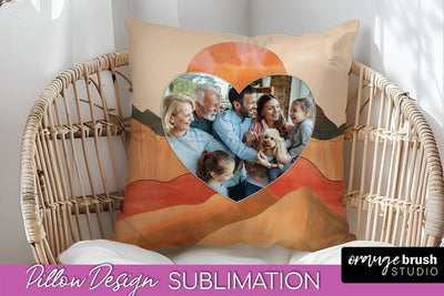 Family Photo Frame Pillow Sublimation - Boho Pillow Cover Sublimation OrangeBrushStudio 