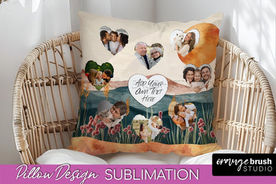 Family Photo Frame Pillow Sublimation - Boho Pillow Cover Sublimation OrangeBrushStudio 
