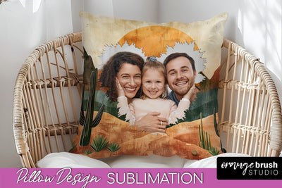 Family Photo Frame Pillow Sublimation - Boho Pillow Cover Sublimation OrangeBrushStudio 
