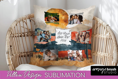 Family Photo Frame Pillow Sublimation - Boho Pillow Cover Sublimation OrangeBrushStudio 