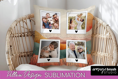 Family Photo Frame Pillow Sublimation - Boho Pillow Cover Sublimation OrangeBrushStudio 