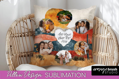 Family Photo Frame Pillow Sublimation - Boho Pillow Cover Sublimation OrangeBrushStudio 