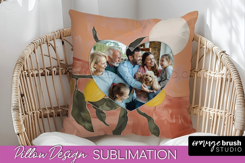 Family Photo Frame Pillow Sublimation - Boho Pillow Cover Sublimation OrangeBrushStudio 