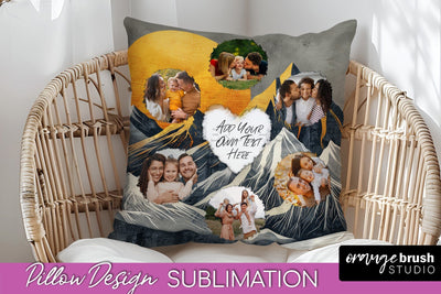Family Photo Frame Pillow Sublimation - Boho Pillow Cover Sublimation OrangeBrushStudio 