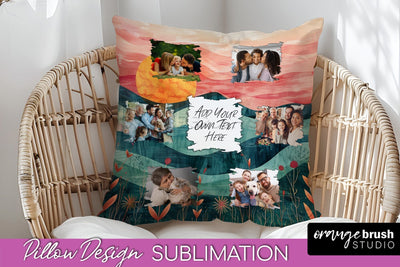 Family Photo Frame Pillow Sublimation - Boho Pillow Cover Sublimation OrangeBrushStudio 