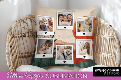Family Photo Frame Pillow Sublimation - Boho Pillow Cover Sublimation OrangeBrushStudio 