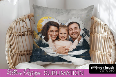 Family Photo Frame Pillow Sublimation - Boho Pillow Cover Sublimation OrangeBrushStudio 