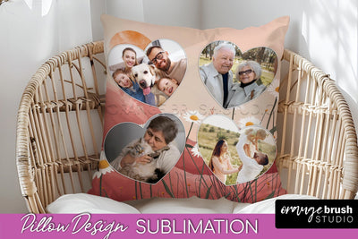 Family Photo Frame Pillow Sublimation - Boho Pillow Cover Sublimation OrangeBrushStudio 