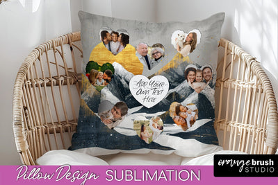 Family Photo Frame Pillow Sublimation - Boho Pillow Cover Sublimation OrangeBrushStudio 