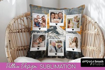 Family Photo Frame Pillow Sublimation - Boho Pillow Cover Sublimation OrangeBrushStudio 