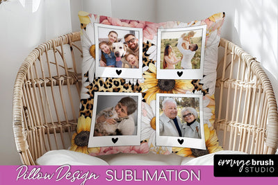 Family Photo Frame Pillow Sublimation - Floral Pillow Cover Sublimation OrangeBrushStudio 