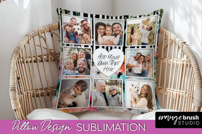 Family Photo Frame Pillow Sublimation - Floral Pillow Cover Sublimation OrangeBrushStudio 