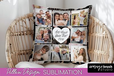 Family Photo Frame Pillow Sublimation - Floral Pillow Cover Sublimation OrangeBrushStudio 