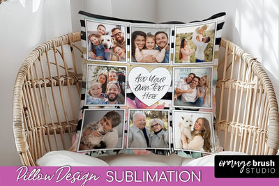 Family Photo Frame Pillow Sublimation - Floral Pillow Cover Sublimation OrangeBrushStudio 